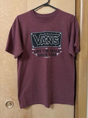 Vans Maroon Crewneck Tee with Subtle Logo